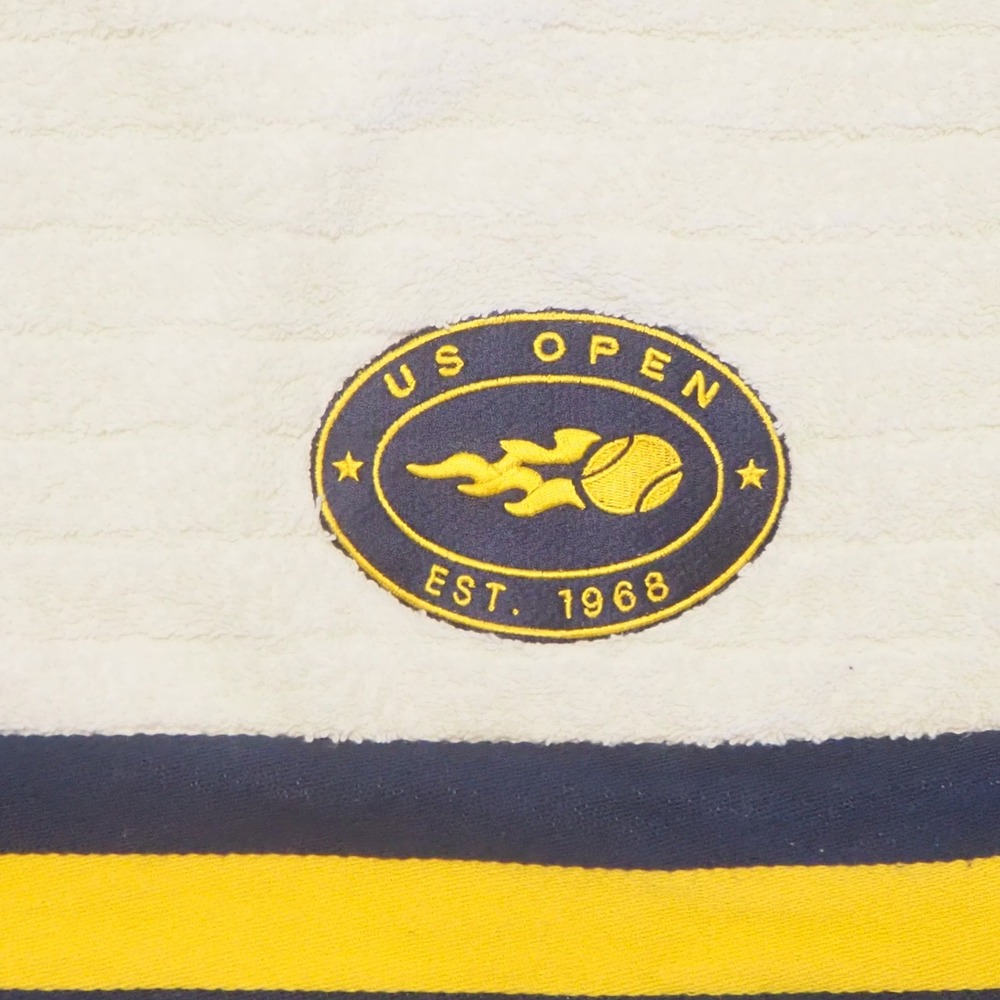 US Open Logo Beach Towel Ribbed Cotton Terry Striped Logo Patch Tennis Souvenir